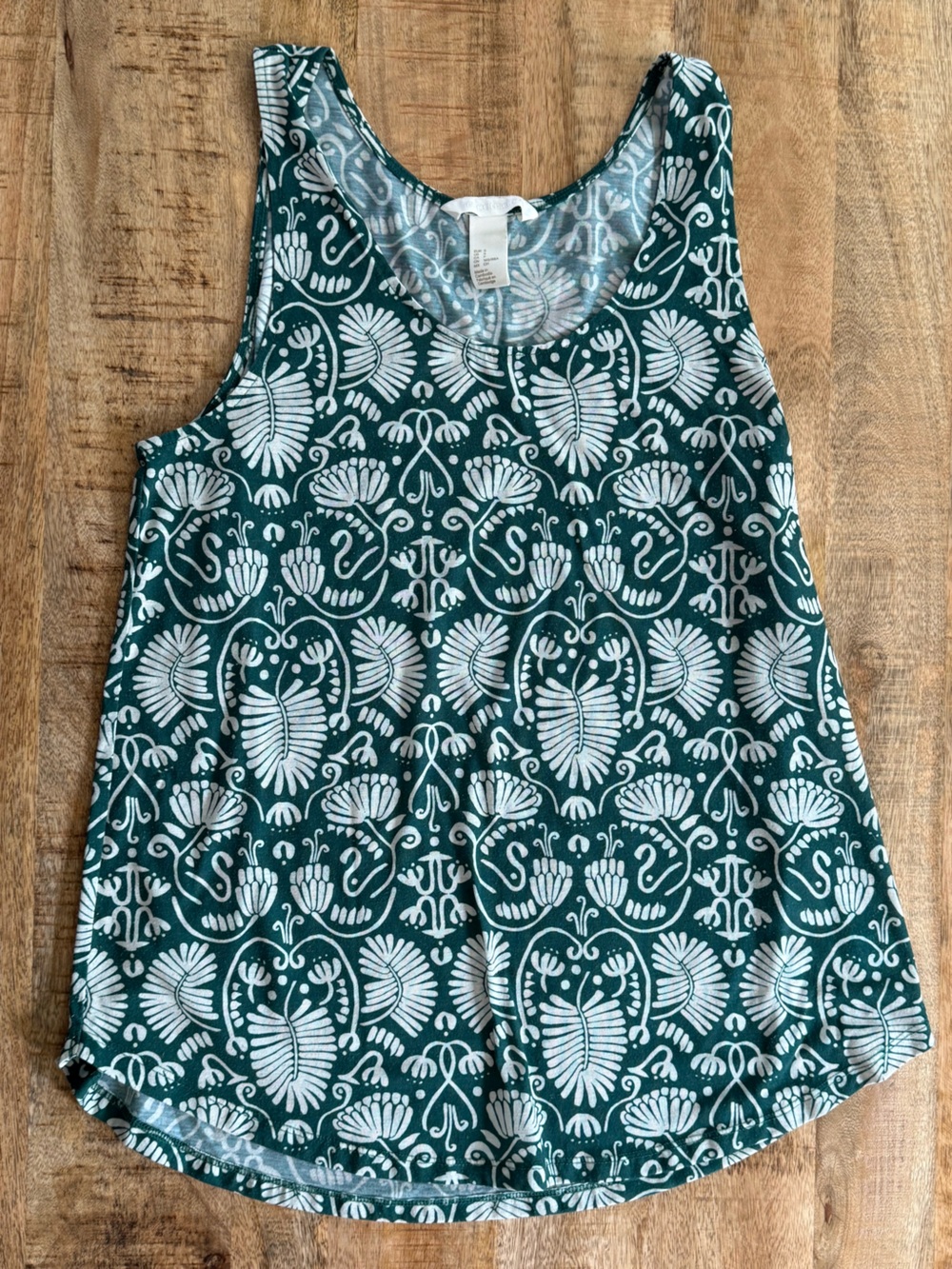 H&M Conscious Green White Botanical Print Sleeveless Tank Top Women’s Small
